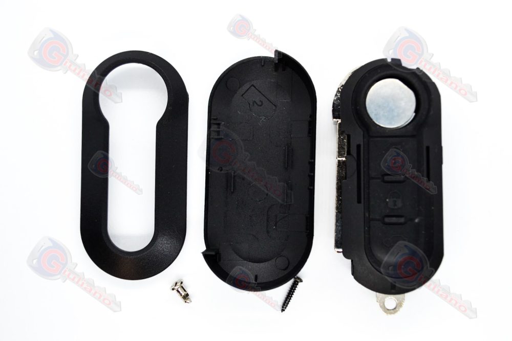 Guscio Chiave Auto Fiat 500, 3 Tasti Nero Lama SIP22 prezzo rivenditore Chi0806 aperta